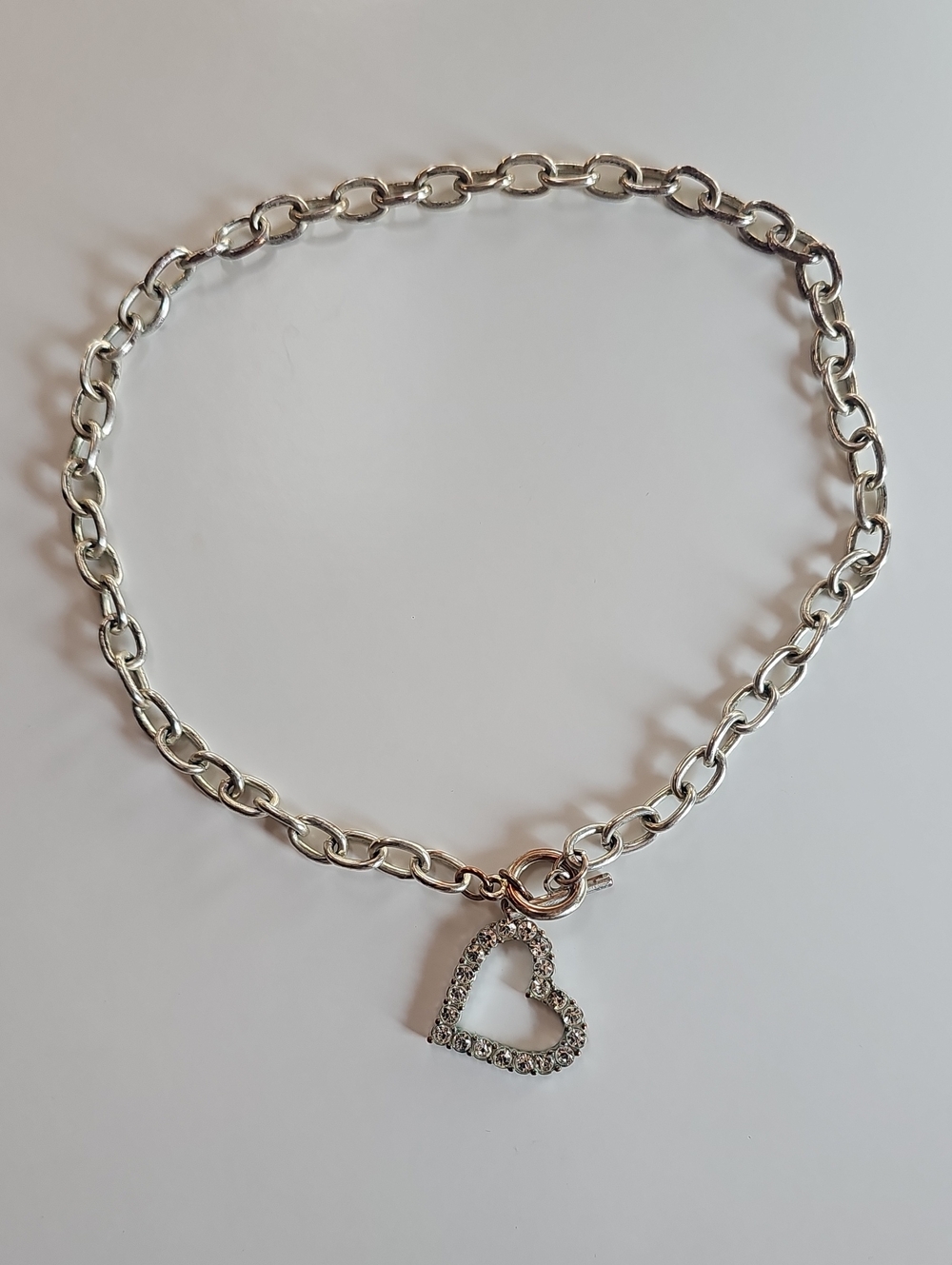 Silver Heart Charm Chain Necklace - Women Jewelry